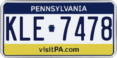 PA license plate KLE7478