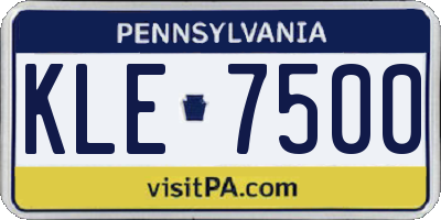 PA license plate KLE7500
