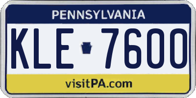 PA license plate KLE7600