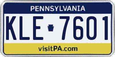 PA license plate KLE7601