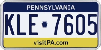 PA license plate KLE7605