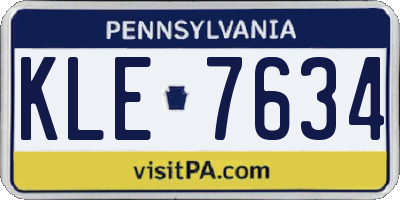 PA license plate KLE7634