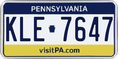 PA license plate KLE7647