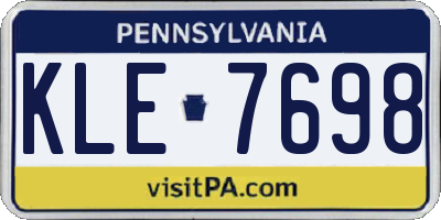 PA license plate KLE7698