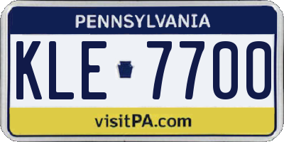 PA license plate KLE7700