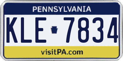 PA license plate KLE7834