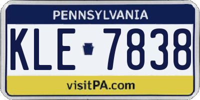 PA license plate KLE7838