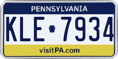 PA license plate KLE7934