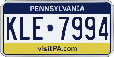 PA license plate KLE7994