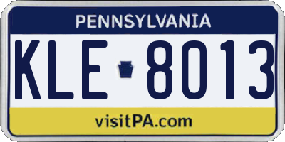 PA license plate KLE8013