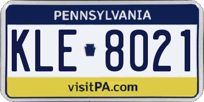 PA license plate KLE8021