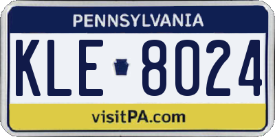 PA license plate KLE8024