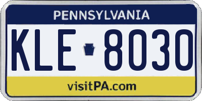 PA license plate KLE8030