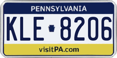 PA license plate KLE8206