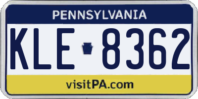 PA license plate KLE8362