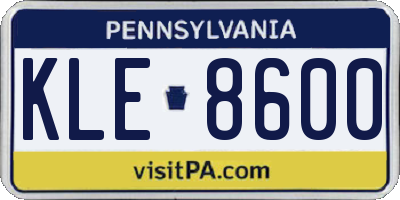 PA license plate KLE8600