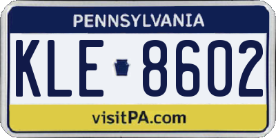 PA license plate KLE8602