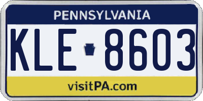 PA license plate KLE8603