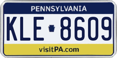 PA license plate KLE8609