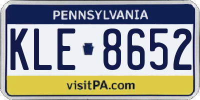 PA license plate KLE8652