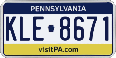 PA license plate KLE8671