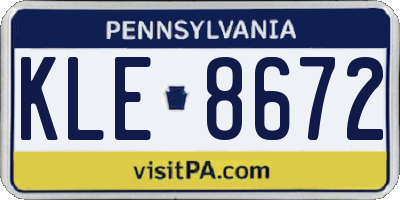 PA license plate KLE8672