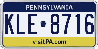 PA license plate KLE8716