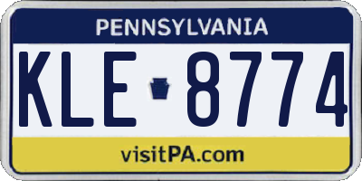 PA license plate KLE8774