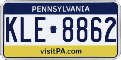 PA license plate KLE8862