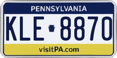 PA license plate KLE8870