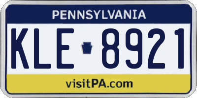 PA license plate KLE8921