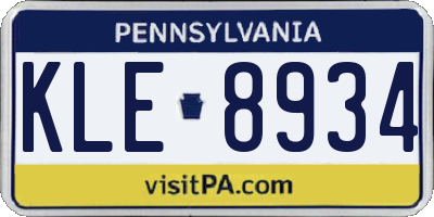 PA license plate KLE8934