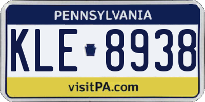 PA license plate KLE8938