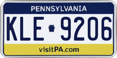 PA license plate KLE9206