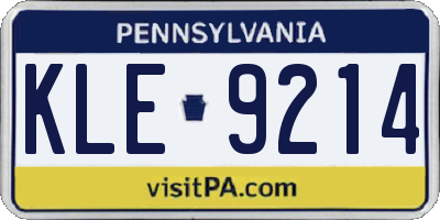 PA license plate KLE9214