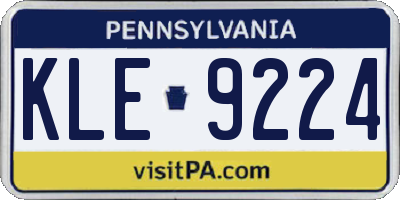 PA license plate KLE9224