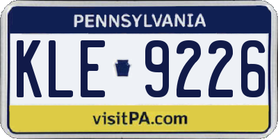 PA license plate KLE9226