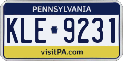 PA license plate KLE9231