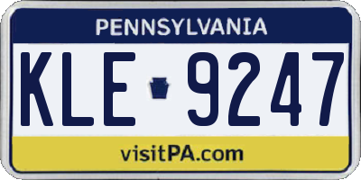 PA license plate KLE9247