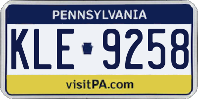PA license plate KLE9258