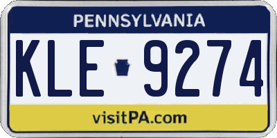 PA license plate KLE9274