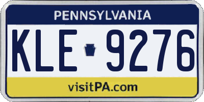PA license plate KLE9276