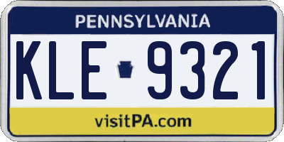 PA license plate KLE9321