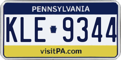 PA license plate KLE9344