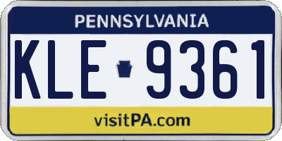 PA license plate KLE9361