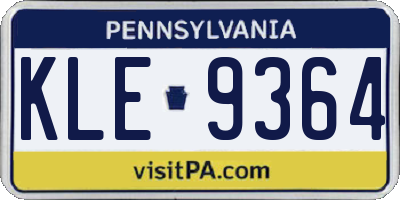 PA license plate KLE9364