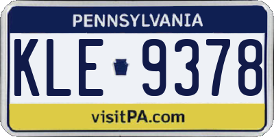 PA license plate KLE9378