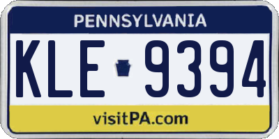 PA license plate KLE9394