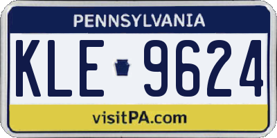 PA license plate KLE9624