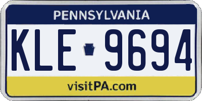 PA license plate KLE9694